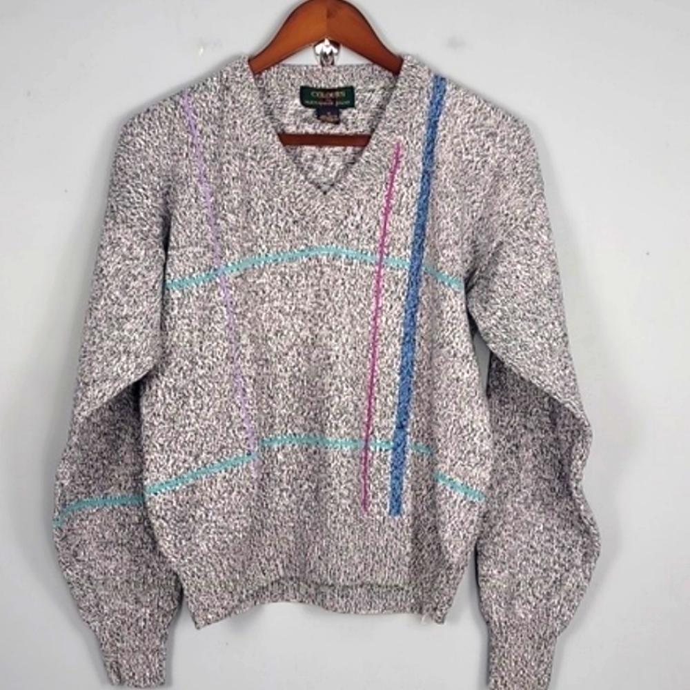 Colours By Alexander Julian 80's Vintage Unisex V-Neck Sweater